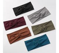 6 Pack Wide Boho Headbands for Women-Soft Yoga Elastic Hair Bands for Workout Running Sport Headwrap Non-slip Breathable(Leaf Pattern)