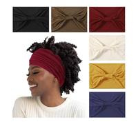 6 Pack Wide Boho Headbands for Women-Soft Yoga Elastic Hair Bands for Workout Running Sport Headwrap Non-slip Breathable(Leaf Pattern)