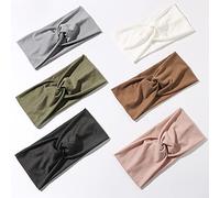 6 Pack Wide Boho Headbands for Women-Soft Yoga Elastic Hair Bands for Workout Running Sport Headwrap Non-slip Breathable(Leaf Pattern)