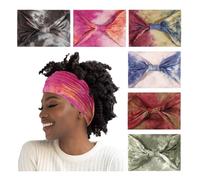 6 Pack Wide Boho Headbands for Women-Soft Yoga Elastic Hair Bands for Workout Running Sport Headwrap Non-slip Breathable(Leaf Pattern)
