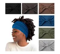 6 Pack Wide Boho Headbands for Women-Soft Yoga Elastic Hair Bands for Workout Running Sport Headwrap Non-slip Breathable(Leaf Pattern)