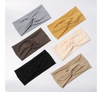 6 Pack Wide Boho Headbands for Women-Soft Yoga Elastic Hair Bands for Workout Running Sport Headwrap Non-slip Breathable(Leaf Pattern)