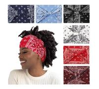 6 Pack Wide Boho Headbands for Women-Soft Yoga Elastic Hair Bands for Workout Running Sport Headwrap Non-slip Breathable(Leaf Pattern)