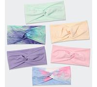 6 Pack Wide Boho Headbands for Women-Soft Yoga Elastic Hair Bands for Workout Running Sport Headwrap Non-slip Breathable(Leaf Pattern)