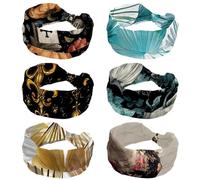 6 Pack Wide Headbands for Women, Abstract floral palm leaves (1) Hairband for Women Non Slip Sports Head Bands for Women's Hair