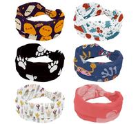 6 Pack Wide Headbands for Women, Christmas Tree Bell Deer Elements Non Slip Workout Headband, Elastic Hair Bands, Sweat Yoga Hairband, Knotted Head Wraps for Girl Ladies