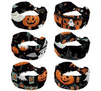 6 Pack Wide Headbands for Women, Cute vector set with Halloween illustrations 2_159 Hairband for Women Non Slip Sports Head Bands for Women's Hair