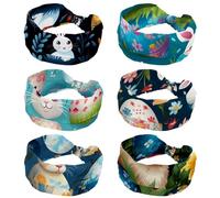 6 Pack Wide Headbands For Women Elastic Headband Colored Easter Egg Rabbit Head Bands Women's Hair Band Turban Workout Soft Sweat Hairband Accessories