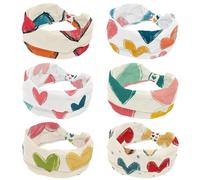 6 Pack Wide Headbands for Women Soft Hair Head Band Sport Hair Band for Workout Yoga Running, Hand Drawn Hearts (1)