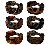 6 Pack Wide Headbands for Women, Steampunk Gears background (3) Hairband for Women Non Slip Sports Head Bands for Women's Hair