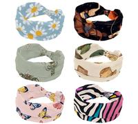 6 Pack Wide Headbands for Women, West Wild Cowboys Horses Rodeo Pattern Comfortable Knotted Hair Bands, No Slip Turban Headband, Stretch Head Wrap, Fashion Hair Accessories