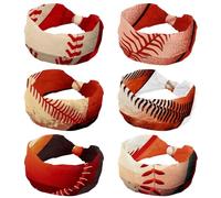 6 Pack Wide Non-Slip Women's Headband - Elastic Large Baseball Ball Background Turban Headwrap Ideal for Yoga,Workouts,Running - Non-Slip Design for Women