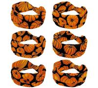 6 Pack Wide Non-Slip Women's Headband - Elastic Large Helloween Pumkins 3_76 Turban Headwrap Ideal for Yoga,Workouts,Running - Non-Slip Design for Women