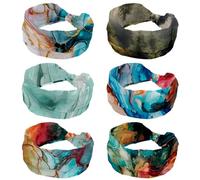 6 Pack Wide Non-Slip Women's Headband - Elastic Large Misty Pine Forest on the Mountain Slope in a Nature Reserve Turban Headwrap Ideal for Yoga,Workouts,Running - Non-Slip Design for Women