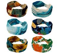 6 Pack Wide Non-Slip Women's Headband - Elastic Large Waves Turban Headwrap Ideal for Yoga,Workouts,Running - Non-Slip Design for Women