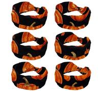 6 Pack Wide Non-Slip Women's Headband - Elastic Turban Headwrap Ideal for Yoga,Workouts,Running for Women, Helloween Pumkins 2_123