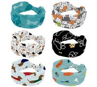 6 Pack Wide Non-Slip Women's Headband - Elastic Turban Headwrap Ideal for Yoga,Workouts,Running for Women, Cute Cats