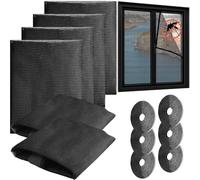 6 Pack Window Netting with Self Adhesive Tape, 130x150 cm Screen Mosquito Mesh, Easy Installation Fly Screens for Many Types of Windows, Insect Net Keep Bugs/Flys/Mosquitoes Out (Black)