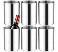 6 Pack Wine Chiller Bucket 750 ML Champagne Bucket Stainless Steel Wine Chillers for Bottles Keeps Cold for Hours Cooler Insulated Champagne Beer Ice Bucket Silver