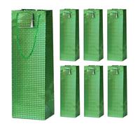 6 Pack Wine Gift Bags Metallic Wine Bottle Paper Bags Holographic Wine Bags for Wedding Birthday Christmas Retirement Party Supplies (Green)