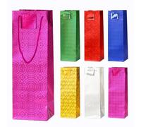 6 Pack Wine Gift Bags Metallic Wine Bottle Paper Bags Holographic Wine Bags for Wedding Birthday Christmas Retirement Party Supplies (Multicolor)
