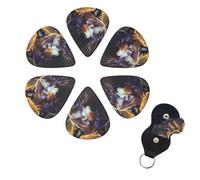 6 Pack wolves and dream catchers Guitar Picks with Guitar Pick Holder, Personalized Celluloid Plectrums for Acoustic Guitar, Bass, Ukulele, Cool Bass Accessories Gifts for Men Women 0.46mm