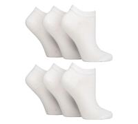 IOMI 6 Pairs Womens Diabetic Trainer Socks Extra Wide Ankle Socks for Swollen Feet (White, 4-8)
