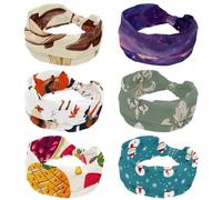 6 Pack Womens Headband, Soft Hair Accessories, Purple Starry Night Sky Clouds Mountains Elastic Wide Headbands, Sweat Wicking Hair Wraps for Workout, Yaga, Running, Hiking, Exercise