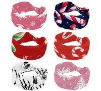 6 Pack Women's Headbands Christmas candy cane 2 Headbands for Women Workout Yoga Exercise Hairbands Non Slip Headband Fashion Hair Bands