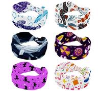 6 Pack Womens Headbands Elastic Head Bands Seahorses Shell Conch Starfish Non Slip Wide Hairband Turban Headband for Workout Yoga Sport Running