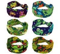 6 Pack Womens Headbands, Twisted Cross Sport Hairbands, Weird Cartoon Frogs Non-Slip Headbands for Girl, Yoga Workout Sweat Head Wrap