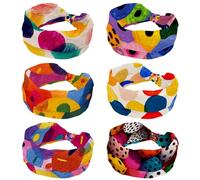 6 Pack Women's Headbands Yoga Workout Exercise Headbands Elastic Hair Bands for Women’s Hair, Fun Colorful Spots (9)