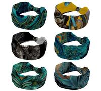 6 Pack Women's Headbands Yoga Workout Exercise Headbands Elastic Hair Bands for Women’s Hair, Skull Motorcycle (2)