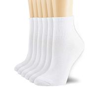 6 Pack Women's Running Sports Ankle Cotton Athletic with Thick Cushioned Performance Breathable Socks White 9-11