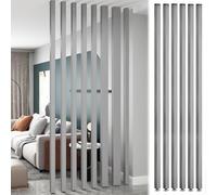 6 Pack Wood Room Divider - Floor to Ceiling Privacy Screens for Home & Office, No Drilling Required, Adjustable Height(Grey,200cm)