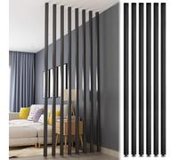 6 Pack Wood Room Divider - Floor to Ceiling Privacy Screens for Home & Office - No Drilling Required, Adjustable Height(Black,115cm)