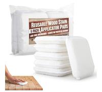 [6 Pack] Wood Stain Applicator Pads - Lint-Free Microfiber Applicator Staining Pads - Polishing, Cleaning, & Floor Wax Applicator Pad - 4" x 3.25" x .75" Reusable Paint Pad Applicator - Stain Pads Set