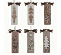 6 Pack Wooden Bookmarks for Men, Brown Christmas Bookmark Blanks for Decorations and Gifts, 13x4cm Craft Blanks for Making Your Own Book Mark