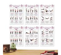6-Pack Workout Exercise Poster Bundle Set -25.4x20.3cm Workouts Posters Yoga Action Chart, Body Weight Workout Poster For Dorm, Office, Apartment, Bedroom, Living Room