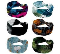 6 Pack Workout Headbands for Women, Abstract floral palm leaves Hairband Non Slip, Sports Headband for Yoga, Running, Gym Fitness