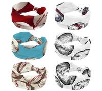 6 Pack Workout Headbands for Women, Baseball Ball Background Hairband Non Slip, Sports Headband for Yoga, Running, Gym Fitness