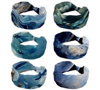 6 Pack Workout Headbands for Women, Blue Dragonflies Flying around Dandelion (1) Hairband Non Slip, Sports Headband for Yoga, Running, Gym Fitness