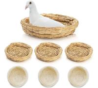 6 Pack Woven Straw Bird Nest, Handmade Bird Spawning Breeding Nest, Small Animal Bed Hatch House Bird Cage Accessories for Dove Pigeon Parrot Budgie Parakeet Cockatiel Hamster Turtle
