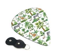 6 Pack zebra Giraffe Tropical palm tree Guitar Picks - 0.46 0.71 0.93 mm Includes Cool Guitar Picks Thin Medium Heavy Thickness, Electric Guitar Picks for Acoustic Guitar Bass Ukulele