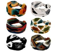 6 PackAbstract birds (1) Headbands for Women, Fashionable Sport Hairband, Elastic Wide Headbands Non Slip Workout Yoga Sport