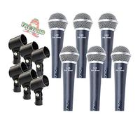 6 Package of Cardioid Dynamic Vocal Hand-Held Microphones with Mic Clip Griffin