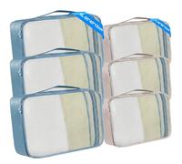 6 Packing Cubes in Extra Large and Large Sizes - Mixed Sizes Travel Cubes for Suitcases - Large Suitcase Packing Cubes (Beige & Grey, 3 x Extra Large, 3 x Large)