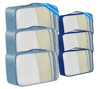 6 Packing Cubes in Extra Large Deep and Large Sizes - Mixed Sizes Travel Cubes for Suitcases - Large Suitcase Packing Cubes (Navy & Grey, 3 x Extra Deep, 3 x Large)