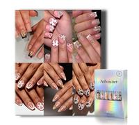 6 Packs (144 Pcs) | Reusable Press on Nails | Stick on Nails 12 Sizes-6 Styles | 3D Bow