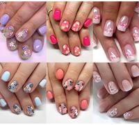 6 Packs (144Pcs) Flower Press on Nails Short Square Fake Nails with Daisy Design Flower False Nails Acrylic Nails Flower Nails Press ons Glossy Stick on Nails Full Cover Glue on Nails for Women Girls
